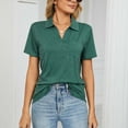 thumbnail image 4 of Women's Short Sleeve Polo Shirts Summer Collared Top Casual V Neck Loose Fit T Shirt, 4 of 8