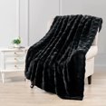 thumbnail image 6 of Home Soft Things Brick Textured Faux Fur Throw Blanket with Micromink Back, Luxury Soft Cozy Fluffy Fluzzy Plush Throw, 60x70 inches, Black, 6 of 7