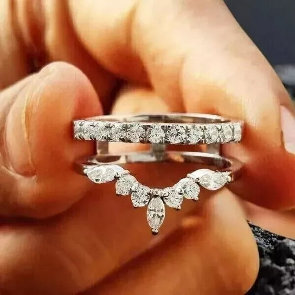 1 Ct Round Cut White Lab Created Diamond Enhancer Guard Wrap Ring 14K White Gold Plated Silver