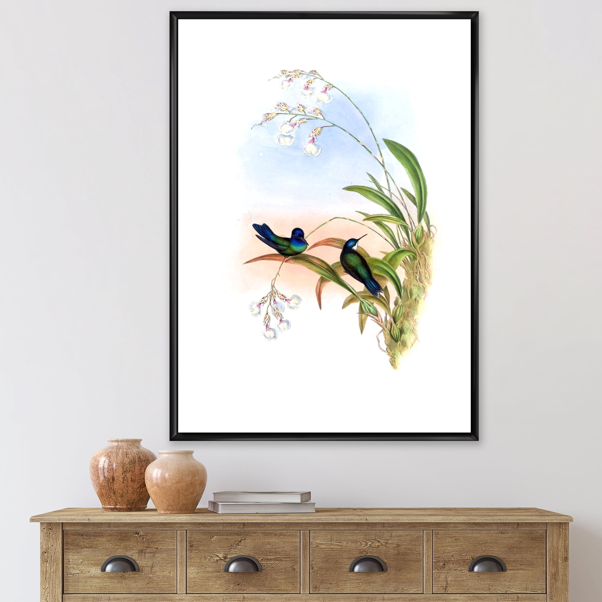 Designart 'Ancient Hummingbird III' Traditional Framed Canvas Wall Art Print