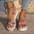 thumbnail image 2 of Rokment Boho Platform Wedge Dress Sandals for Women 2026 Beach Summer Ethnic Colorful Linen Sole Memory Foam Espadrilles High Heels Slingback Sandals C Size 7, 2 of 6