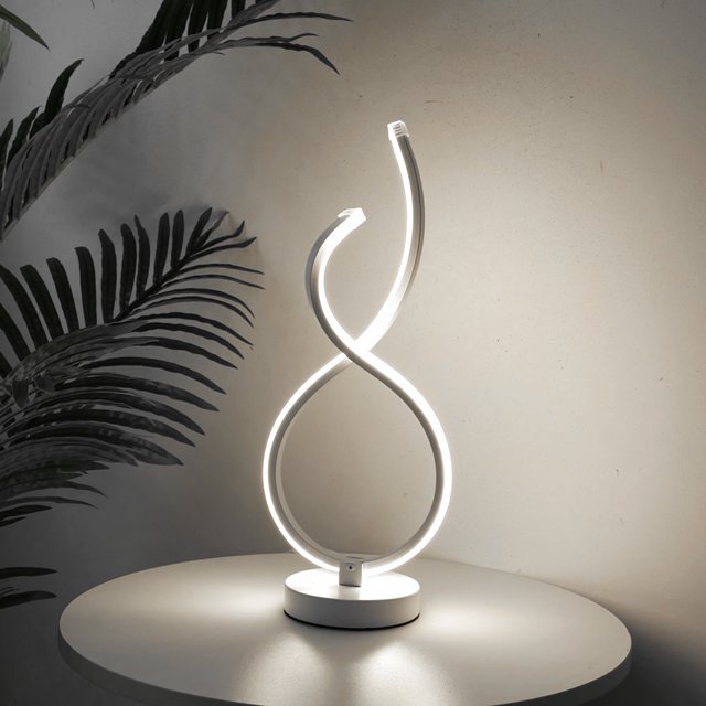 Lámpara de Mesa Kuymtek Moderna Acrílico Color Blanco