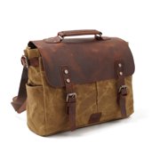 Full Grain Leather Messenger Bag for Men with Strap, 14.17" Vintage Laptop Leather Bag