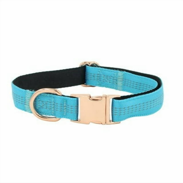FrostHike Reflective Dog Collar, Round Puppy Collar, Handmade Leather Collar for Dog Small Large Cat Collars, (Blue)