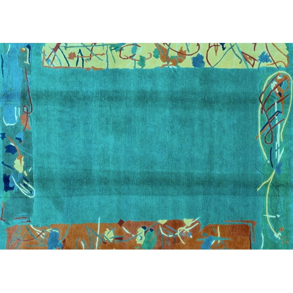 Ahgly Company Indoor Rectangle Abstract Light Blue Modern Area Rugs, 4' x 6'