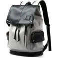 thumbnail image 1 of MOYYI Mochila Vintage de Cuero Sintético para Laptop, Bolsa Impermeable de 15.6" con Solapa y Cordón, Blanca, 1 of 5