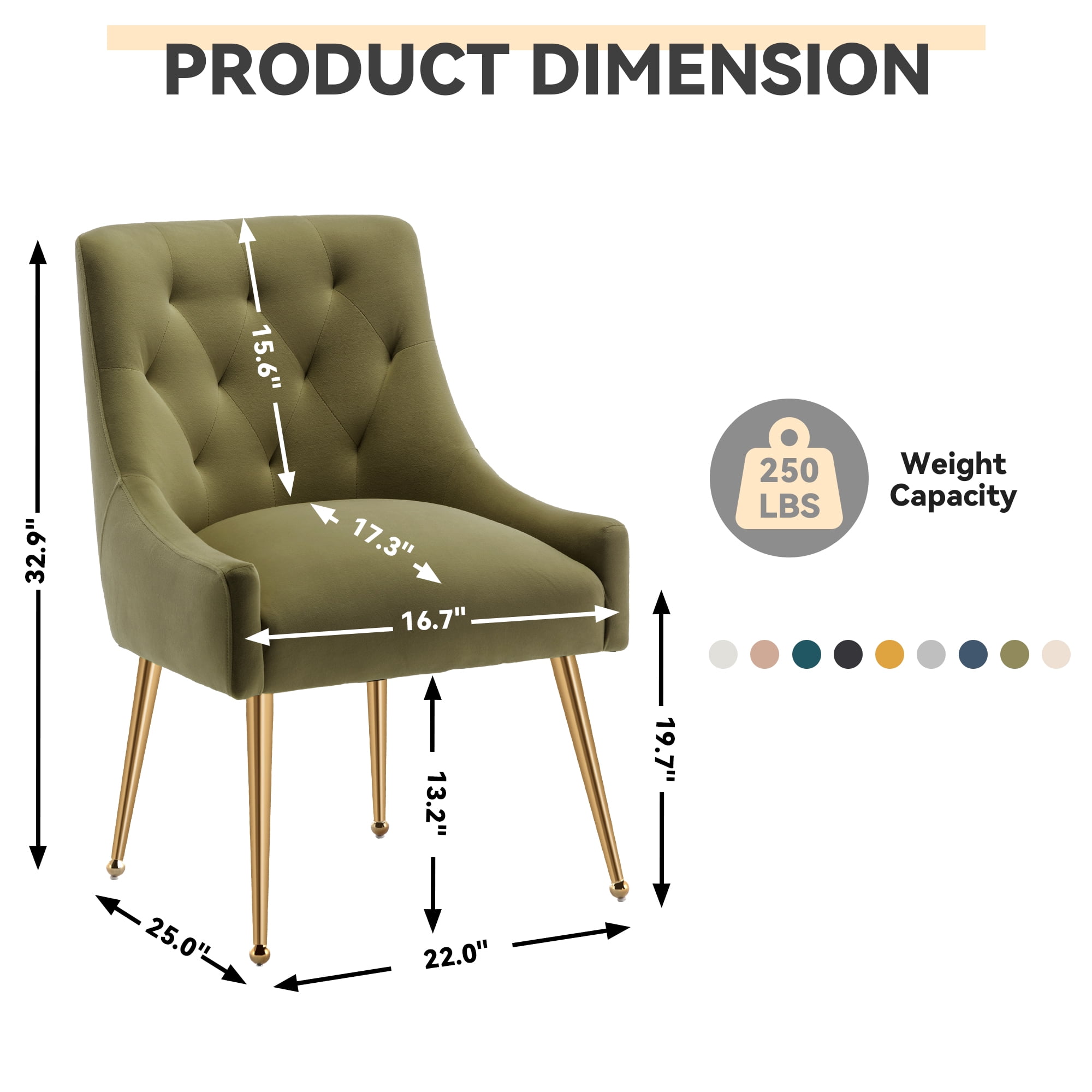 SEYNAR Elegant Tufted Upholstered Dining Chairs Set of 6, Velvet Accent Chair for Dining Room(Green)
