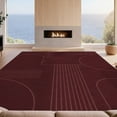 thumbnail image 2 of Design&I 8'x10' Washable Area Rug Deep Burgundy Geometric Lines and Curves Elegant Minimalist Design with Architectural for King Size Bedroom, Under Bed, Sleek Flatweave Pet Friendly, 2 of 7