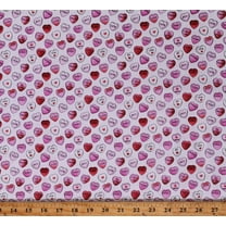 Cotton Conversation Hearts Candy Hearts Candies Valentine's Day Love Pink and Red on White Cotton Fabric Print by the Yard (19136035)