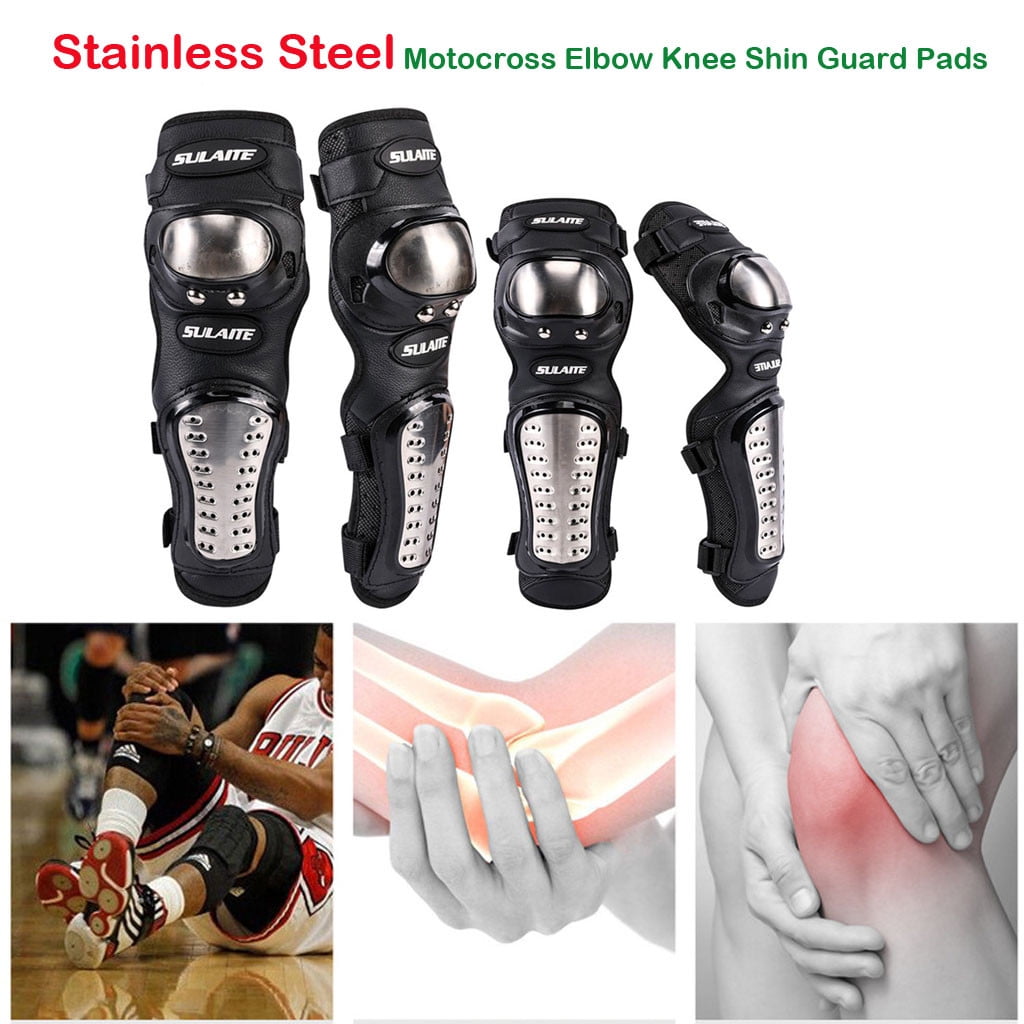 Stainless Steel Motocross Elbow Knee Shin Guard Pads