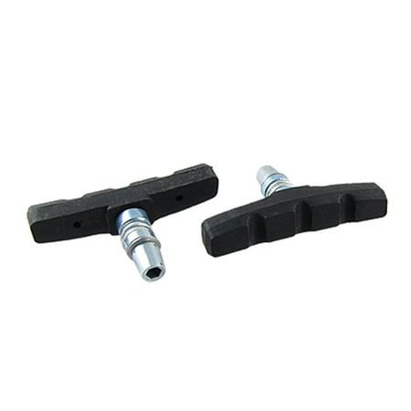 - 2 Pcs Soundless Rubber Bike Brake Pads Replacement for Mountain Bicycle Silver Tone Black