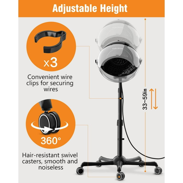 1875W Ionic Professional Salon Hair Dryer with Adjustable Heat