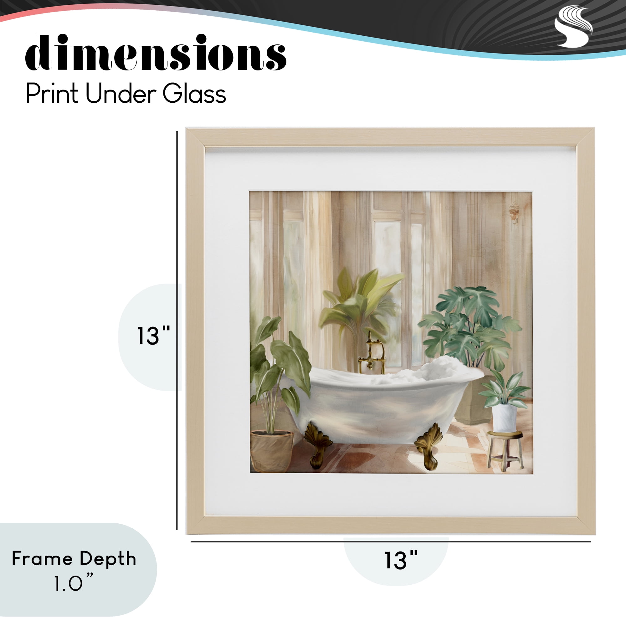 Stupell Industries Serenity Bathroom Plants Birch Framed Print Under Glass, design by Kim Allen