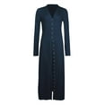 thumbnail image 4 of Long Sweaters for Women, Comdrip Solid Color Knitted Cardigan Long Slim Fit Temperament Dress Sun Clothing Air Conditioning Shirt Women Long Cardigan Navy 2XL, 4 of 5