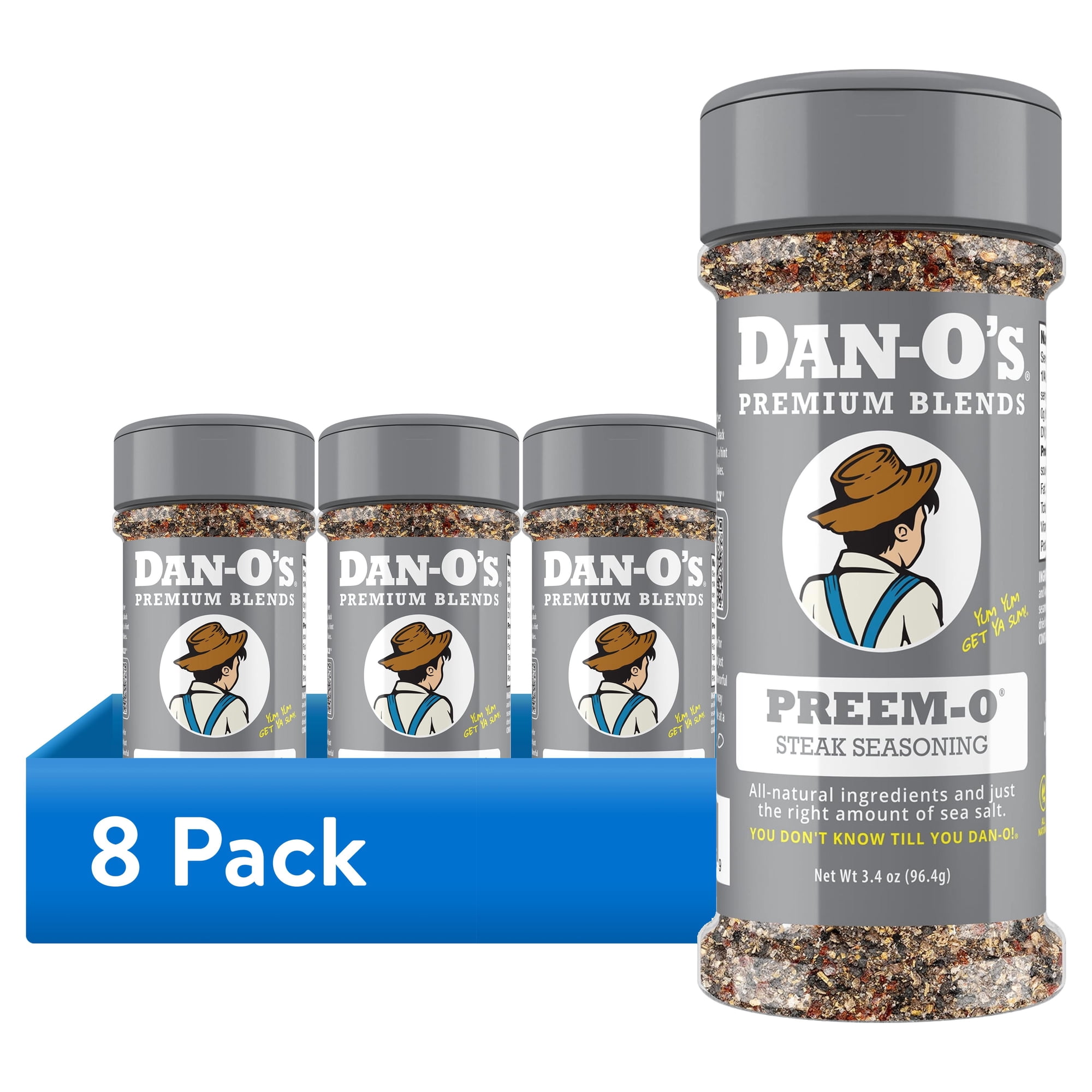 (8 pack) Dan-O's Preem-O Seasoning - All-Purpose Steak & Meat Seasoning for Cooking & Grilling - 3.4 oz Bottle