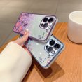 thumbnail image 6 of Nalacover Glitter Sparkle Case for iPhone 11 Pro Max, Flower Butterfly Pattern Plating Cover for Women Girls, Clear Back + Shining Paper Rugged Shockproof Non-Yellowing Anti-Scratches Case,Purple, 6 of 10
