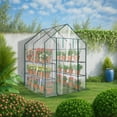 thumbnail image 2 of Buytoshop Walk-in Greenhouse with PE Cover, 8-Shelf Indoor Outdoor Plant Gardening Green House for Garden Backyard, 56" x 56" x 77", Transparent, 2 of 16