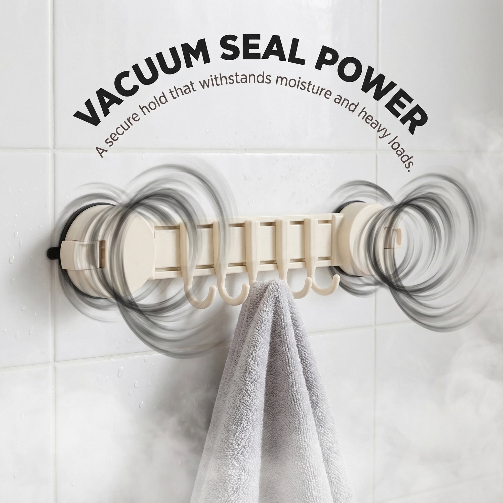 Unique Bargains Coat Rack Wall Mount Suction Cup 5 Hooks for Entryway Bathroom White
