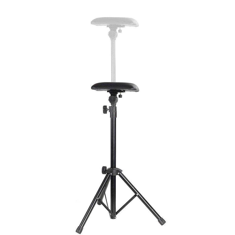 Tattoo Tripod Stand Arm Leg Rest Chair Tool Foldable Height Adjustable with PVC Sponge Pad Black