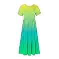 thumbnail image 7 of Summer Beach Dress for Women 2024 Plus Size Fashion Casual Short Sleeve Crewneck Dress Casual Flowy Tiered Maxi Beach Dress With Pockets Gradient Print Dress 50% off Clearance!, 7 of 7