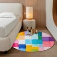 thumbnail image 2 of Round Rugs 5Ft, Colorful Abstract Art Round Area Rug Washable Indoor Throw Carpet, Geometric Modern Oil Painting Soft Non Slip Circle Rug for Cabinet Bathroom Home Decor Aesthetic, 2 of 8