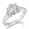 thumbnail image 5 of Oryn Jewelry 14K White Gold Plated Moissanite Ring - 2.1 Ct Round Brilliant Moissanite Ring - Classic Solitaire Ring with Accent Moissanite - Women’s Engagement Wedding Jewelry, 5 of 6