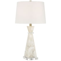Possini Euro Design Marcy 28" Tall Modern Glam Table Lamp White Finish Alabaster Single White Shade Living Room Bedroom Bedside