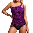 thumbnail image 3 of Women's Vest Style Tankini Two Piece One Shoulder Suit Tight Tankini Top with Briefs Summer Beach B L, 3 of 5