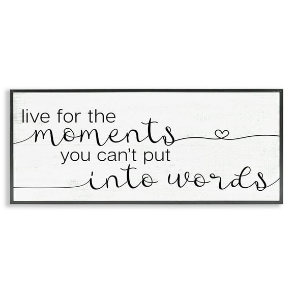 Stupell Industries Live for the Moments Phrase Typography Painting Black Framed Art Print Wall Art, 24 x 10