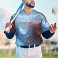 thumbnail image 5 of Uemuo Red And Blue Fire Mountains Print Mens Polo Shirts Baseball T-shirt Performance Short Sleeve Golf Shirt Moisture Wicking Athletic Casual Collared T-Shirt-3X-Large, 5 of 7