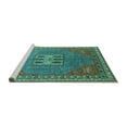 thumbnail image 2 of Ahgly Company Machine Washable Indoor Square Oriental Turquoise Blue Industrial Area Rugs, 6' Square, 2 of 4