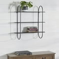 thumbnail image 3 of DecMode Black Industrial Metal Long with Round Edge 3 Tier Wall Shelf, 28"W x 28"H, 3 of 13