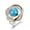 Silver, variant on Platinum Black Gun Plated Ring Halo Womens Kallaite Stone Blue B504