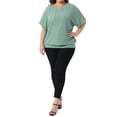 thumbnail image 2 of Agnes Orinda Women's Plus Size St. Patrick's Day Top Eyelet Hollow Double Layered Hem Crew Neck Batwing Sleeve t Shirts Casual Summer Blouses 4X Green, 2 of 6