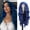 Blue, variant on Women's Long Wavy Wig, Black with White Streak Synthetic Hair Wig for Cosplay, Halloween Costume, Themed Party, Daily Wear, Natural Body Wave Wig for Female