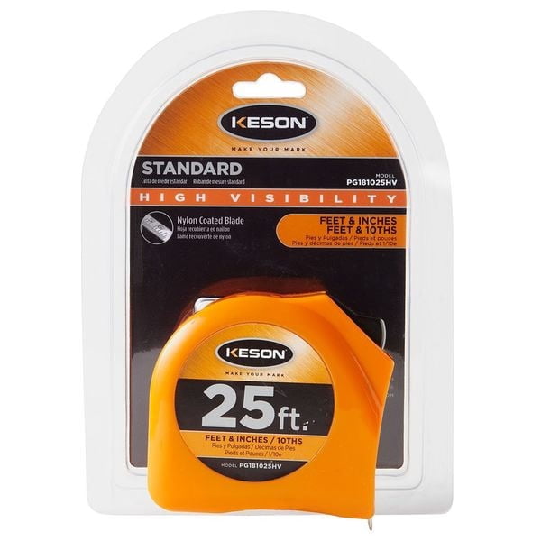 Keson 25 ft Engineer's Tape Measure, 1 in Blade PGT181025V