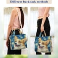 thumbnail image 7 of Corduroy Composite Fabric Tote Bag Magnetic Snap Large Capacity Crossbody Bag Beige Shoulder Strap Cute Corgi under The Stars, 7 of 7