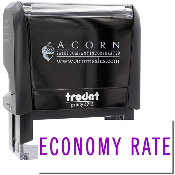 Large Self-Inking Economy Rate Stamp, Trodat Printy 4913, Press and Print Stamping, Impression Size 7/8" x 2-1/4", Up to 10,000 Impressions - Purple Ink