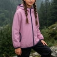thumbnail image 5 of XYAIYT Girls Windproof Jacket with Pockets Hooded Solid Color Stand Collar Waterproof Outerwear Coat Outdoors, 5 of 6