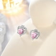 thumbnail image 3 of Beautlace Rose Heart Birthstone Earrings,October Birthstone Rose Flower Heart Earrings Studs 925 Sterling Silver Jewelry Gifts for Women, 3 of 11