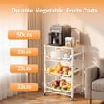 thumbnail image 3 of Slide Out Fruit Vegetable Basket, Rolling Storage Cart with Wooden Handle & Top, Metal Wire Produce Rack for Pantry Organization, Onion Potato Storage Bins, White, 3 of 4