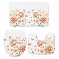 thumbnail image 2 of Peony Butterfly Bathroom Rugs Set Watercolor Rustic Plant Non Slip Absorbent Soft Bath Mats 3 Piece Set with Bathroom Rug, U-Shaped Floor Mat, Toilet Seat Cover Small Size, 2 of 9