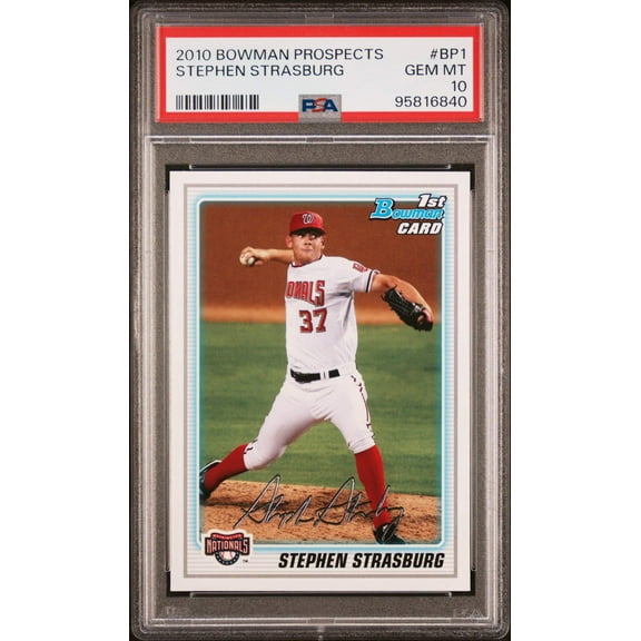 Graded 2010 Topps Bowman Prospects Stephen Strasburg #BP1 Rookie RC Baseball Card PSA 10 Gem Mint