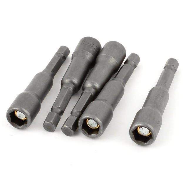 Juego de 5 piezas de adaptador de extensión de socket para controlador de tuercas hexagonales de 8 mm, punta magnética para taladro, herramienta de 13 mm x 65 mm
