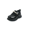 thumbnail image 4 of Seyurigaoka Little Girl's Artificial PU Princess Shoes Fashion Pearl Knit Stitching Slip-on Flat, 4 of 4