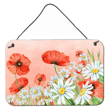Carolines Treasures BB7448DS812 Poppies and Chamomiles Wall or Door Hanging Prints 8HX12W multicolor