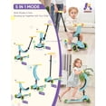 thumbnail image 2 of Scooter / Triciclo Evolutivo 5 en 1 de Equilibrio para Niños, Patinete Multifuncional Convertible con Asiento Desmontable, Guía y Luz LED, Color Azul, 2 of 6