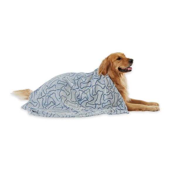 DII Bone Dry Microfiber Pet Blanket for Dogs and Cats, 36x48", Warm, Soft and Plush for Couch, Car, Trunk, Cage, Kennel, Dog House-Navy
