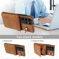 thumbnail image 6 of Dteck for Samsung Galaxy S22 Ultra Case 5G 6.8 inch, Minimalist Wallet Case with Ring Kickstand and Shoulder Strap, Shockproof Stylish Protective Cover for Galaxy S22 Ultra,Brown, 6 of 9
