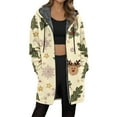 thumbnail image 2 of Jacket Women Longline Jackets Christmas Print Winter Cozy Lined Full Zip Outerwear for Cold Weather Winter Coats for Women Yellow XL, 2 of 5